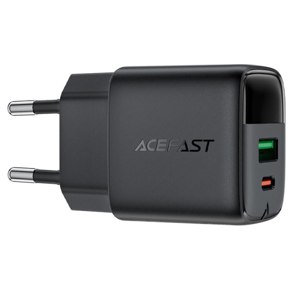 Incarcator de retea Acefast A114 PD25W GaN charger (USB-A+USB-C) with digital display [Black]