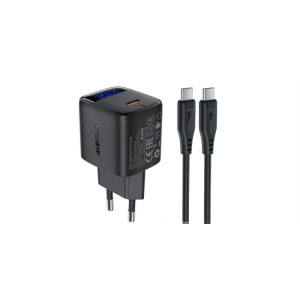 Incarcator de retea Acefast A115 PD30W GaN charger USB-C with digital display set (P5) [Black]