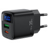 Incarcator de retea Acefast A116 PD35W GaN charger (USB-A+USB-C) with digital display [Black]