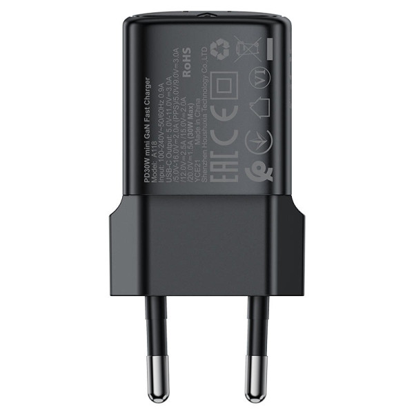 Incarcator de retea Acefast A118 PD30W mini GaN USB-C fast charger (EU) [Black]