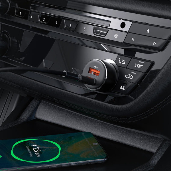 Incarcator auto Acefast B12 60W (USB-A+USB-C) dual-port car charger [Black]