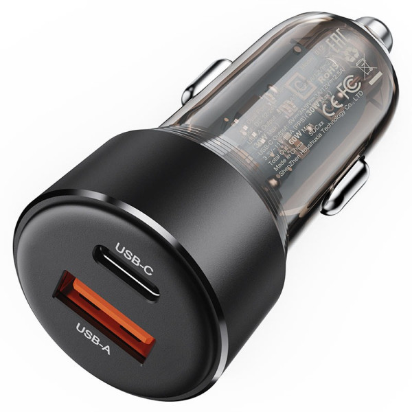 Incarcator auto Acefast B12 60W (USB-A+USB-C) dual-port car charger [Black]