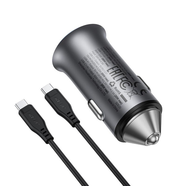 Incarcator auto Acefast B16 95W (USB-A+USB-C) dual port metal car charger set (P5) [Metal Grey]