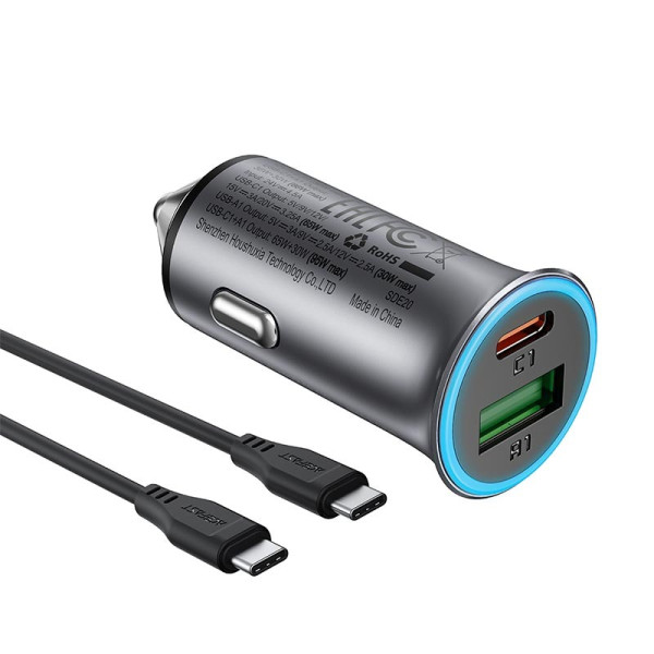 Incarcator auto Acefast B16 95W (USB-A+USB-C) dual port metal car charger set (P5) [Metal Grey]
