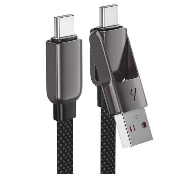 Cablu Acefast C13-04 USB-A/USB-C to USB-C zinc alloy connectors charging data cable [Black]