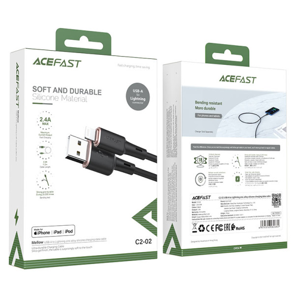 Cablu Acefast C2-02 UBC-A to Lighting zinc alloy charging [Black]