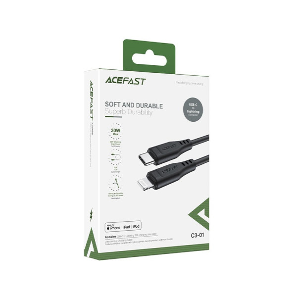 Cablu Acefast C3-01 USB-C to Lighting TPE charging data (30W) [White]