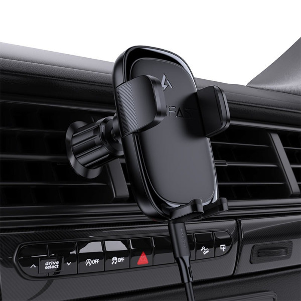 Suport Auto Acefast D48 press type wireless charging car holder for air vent [Black]