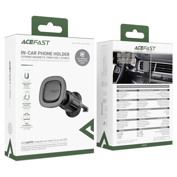 Suport auto Acefast D50 magnetic car holder for air vent [Black]