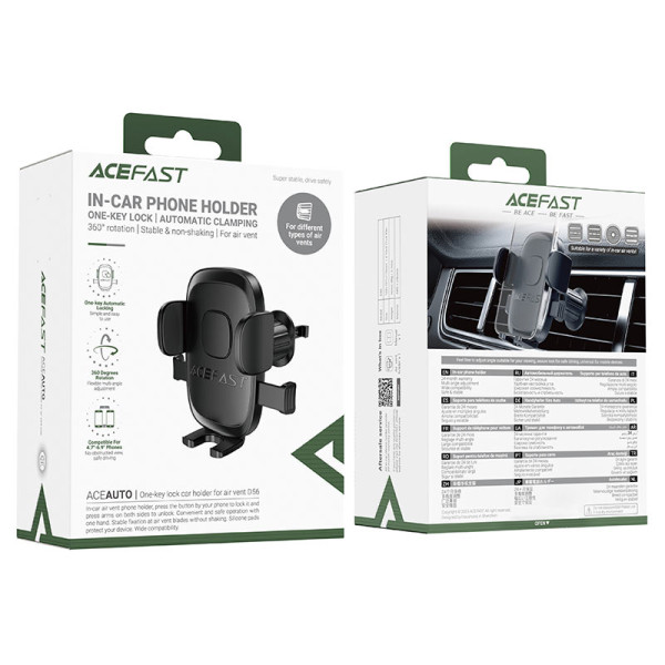 Suport auto Acefast D56 one-key lock car holder for air vent [Black]