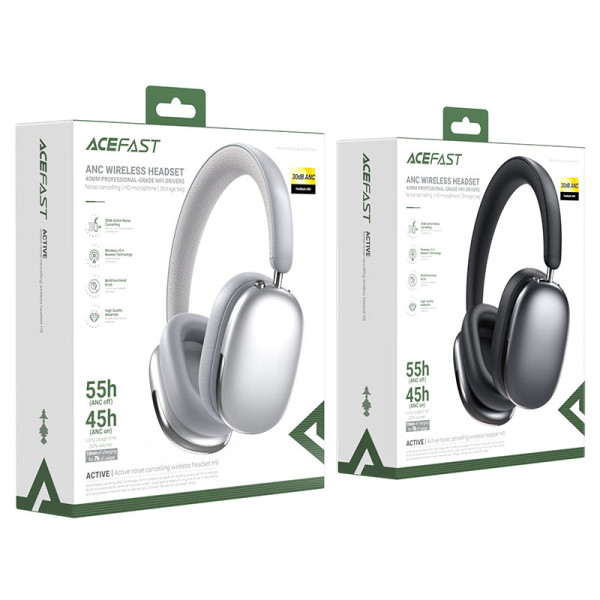 Casti Acefast H9 active noise cancelling wireless headset [Grey]