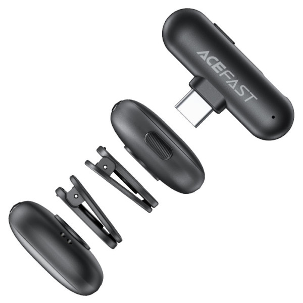 Microfon wireless Acefast R1 wireless lavalier microphones [Black]