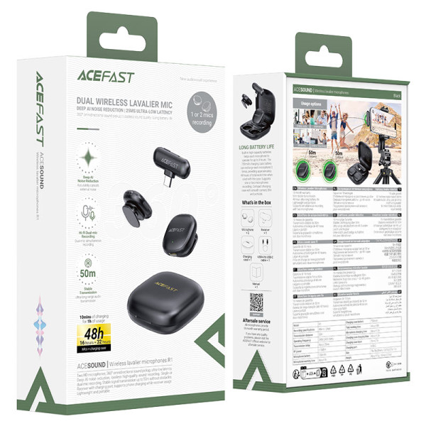 Microfon wireless Acefast R1 wireless lavalier microphones [Black]