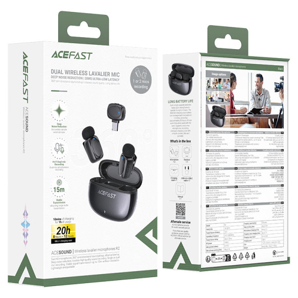 Microfon wireless Acefast R2 wireless lavalier microphones [Black]