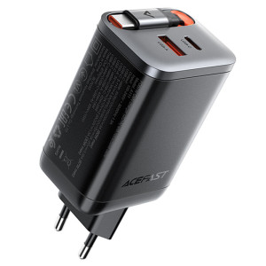Incarcator de retea Acefast A111 PD67W GaN charger(2*USB-C+USB-A) with retractable cable [Black]