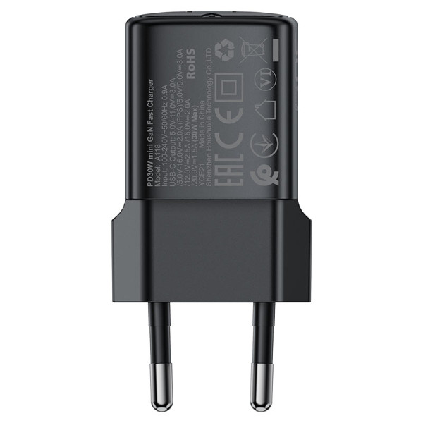 Зарядное устройство Acefast A118 PD30W mini GaN USB-C fast charger (EU) [Black]