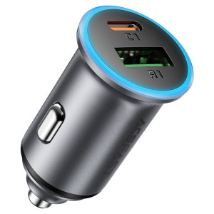 Incarcator auto Acefast B15 65W (USB-A+USB-C) dual port metal car charger [Metal Grey]