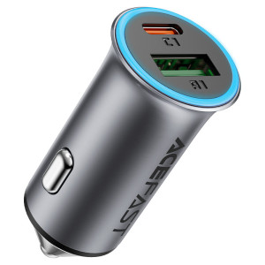 Incarcator auto Acefast B16 95W (USB-A+USB-C) dual port metal car charger [Metal Grey]