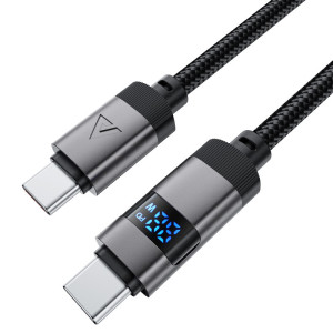 Cablu Acefast C15-03 USB-C to USB-C zinc alloy digital display braided charging data cable [Black]