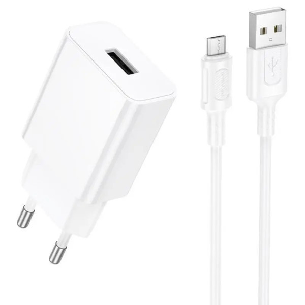 Incarcator de retea Borofone BA110A Lemi single port charger set(Micro)(EU) [White]