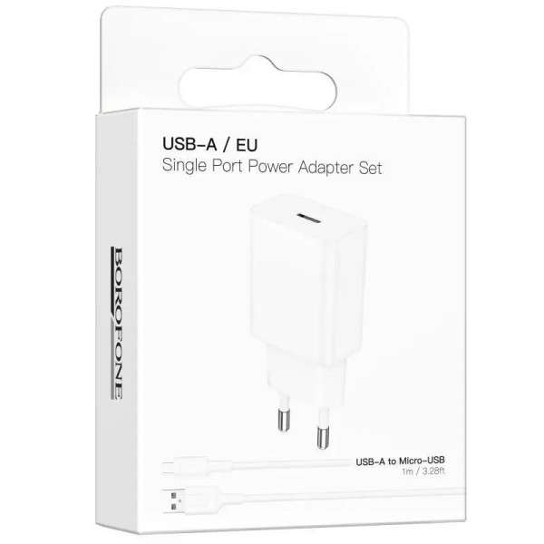 Incarcator de retea Borofone BA110A Lemi single port charger set(Micro)(EU) [White]