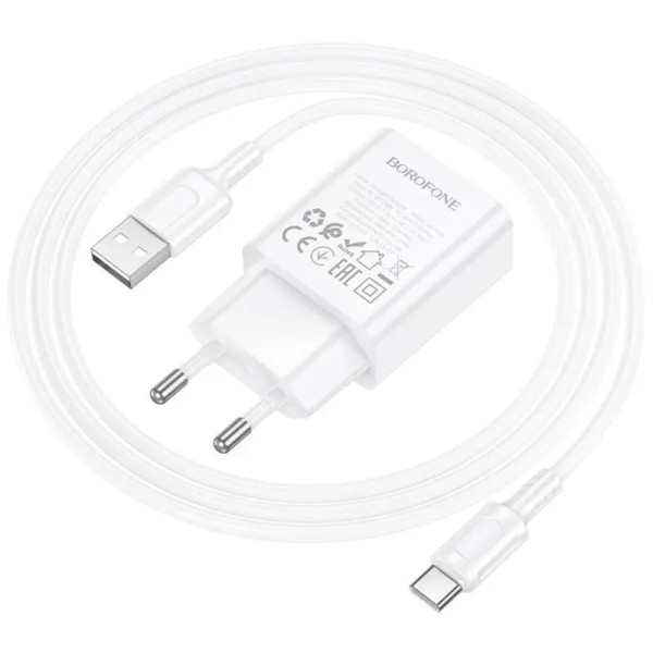 Incarcator de retea Borofone BA110A Lemi single port charger set(Type-C)(EU) [White]