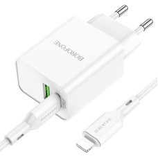 Incarcator de retea Borofone BA69A Resource + Cablu Type-C to Lighting(PD + QC3.)[White]