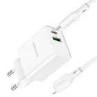 Incarcator de retea Borofone BA69A Resource + Cablu Type-C to Lighting(PD + QC3.)[White]