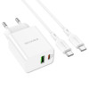Incarcator de retea Borofone BA69A Resource + Cablu Type-C to Type-C(PD + QC3.)[White]