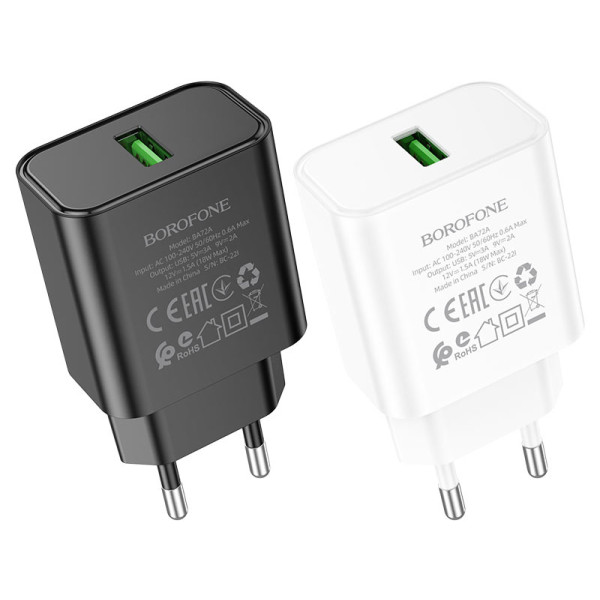 Incarcator de retea Borofone BA72A Spring (QC3.)[White]