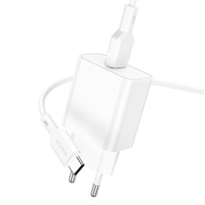 Incarcator de retea Borofone BA72A Spring + Cablu Type-C (QC3.)[White]
