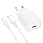 Incarcator de retea Borofone BA74A Aspirer + Cablu Micro (2.1 A) [White]