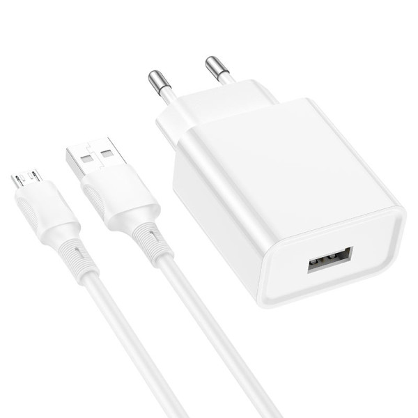 Incarcator de retea Borofone BA74A Aspirer + Cablu Micro (2.1 A) [White]