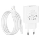 Incarcator de retea Borofone BA74A Aspirer + Cablu Micro (2.1 A) [White]