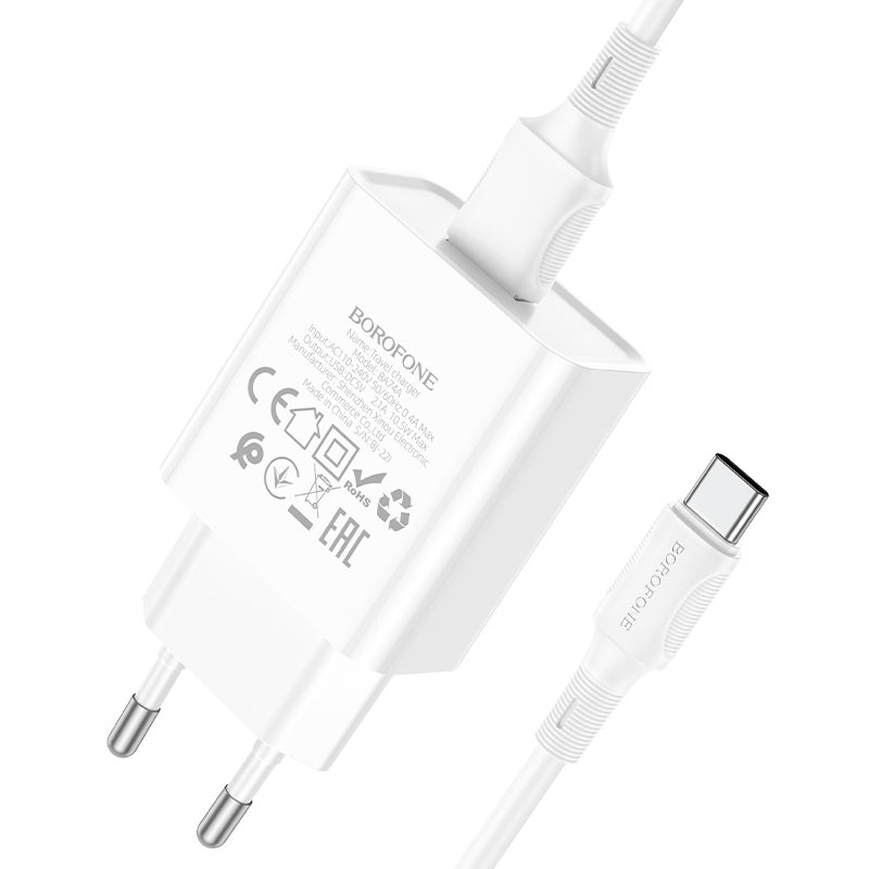 Зарядное Устройство Borofone BA74A Aspirer + Кабель Type-C (2.1 A) [White]