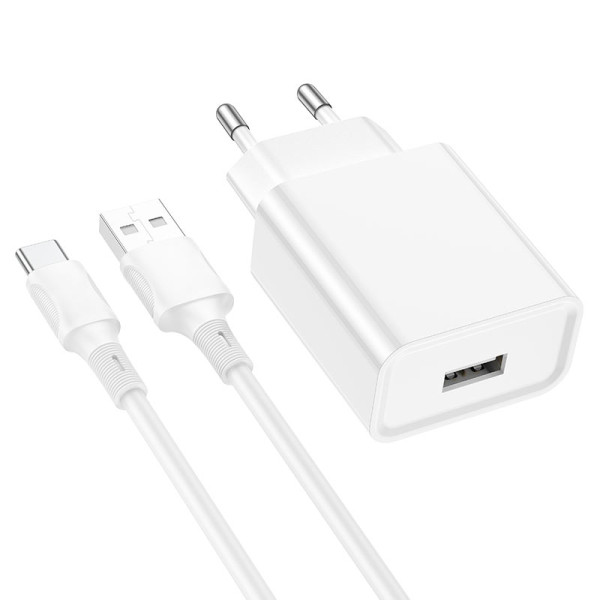 Incarcator de retea Borofone BA74A Aspirer + Cablu Type-C (2.1 A) [White]