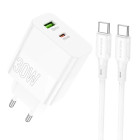 Incarcator de retea Borofone BA75A Powerful + Cablu USB-C to USB-C (PD30W + QC3.0) [White]