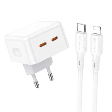 Incarcator de retea Borofone BA76A Source + Cablu USB-C to Lighting (PD35W) [White]