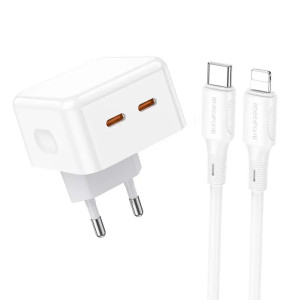 Incarcator de retea Borofone BA76A Source + Cablu USB-C to Lighting (PD35W) [White]