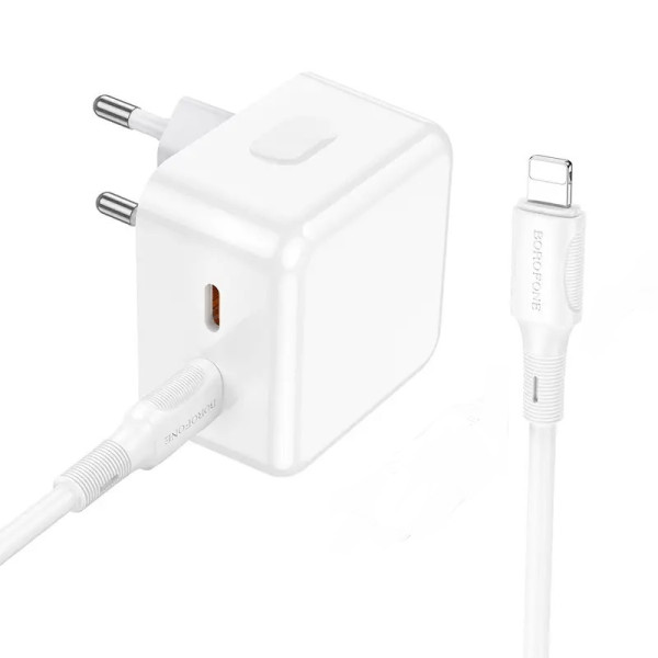 Incarcator de retea Borofone BA76A Source + Cablu USB-C to Lighting (PD35W) [White]