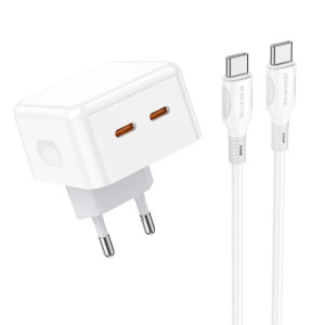 Incarcator de retea Borofone BA76A Source +Cablu USB-C to USB-C (PD35W) [White]