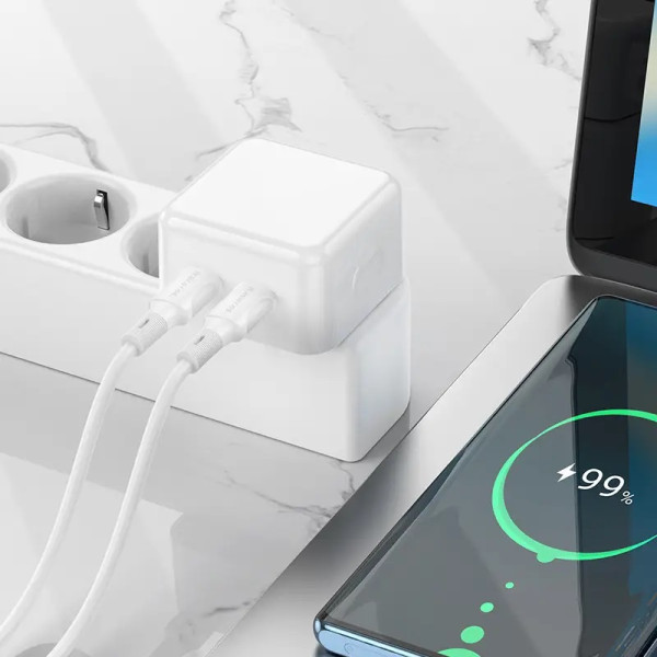 Incarcator de retea Borofone BA76A Source +Cablu USB-C to USB-C (PD35W) [White]