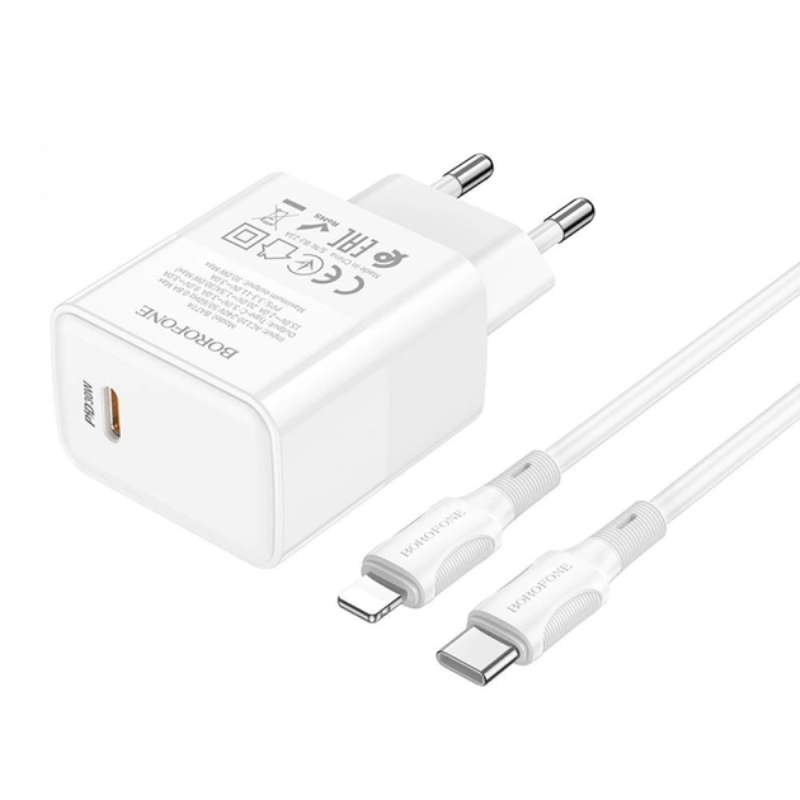 Incarcator de retea Borofone BA77A Insightful Type-C to Lightning (PD30W) [White]