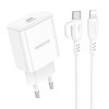 Incarcator Borofone BA81A single port PD20W charger set(Type-C to Type-C) [White]