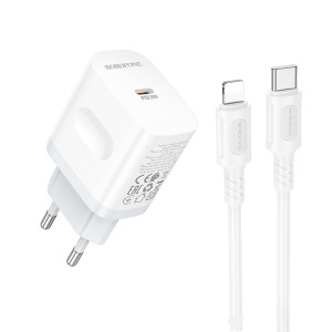 Incarcator de retea Borofone BA99A Breeze single port PD20W charger set(C to iP) [White]