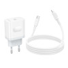 Incarcator de retea Borofone BA99A Breeze single port PD20W charger set(C to iP) [White]