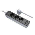 Prelungitor Borofone BAC8 Power 3-position socket (1C3A) (EU/GER) (L=3M) [Black] 