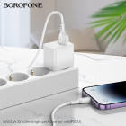 Incarcator de retea Borofone BAS11A Erudite + Cablu Lighting [White]
