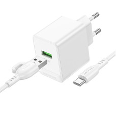 Incarcator de retea Borofone BAS12A Erudite + Cablu Type-C [White]