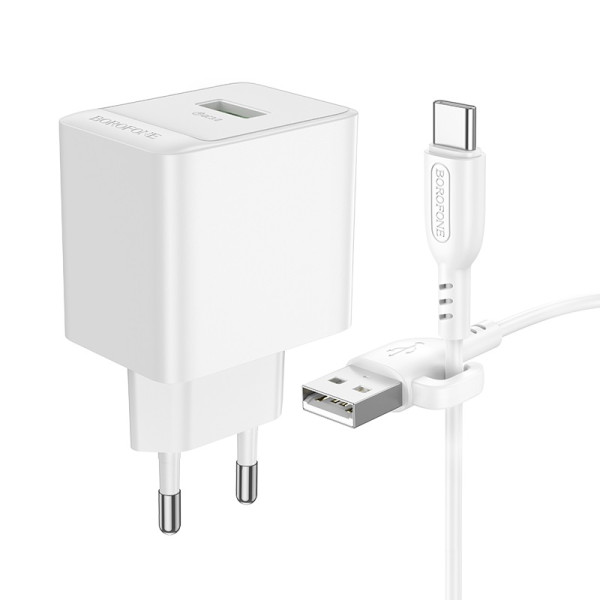 Incarcator de retea Borofone BAS12A Erudite + Cablu Type-C [White]
